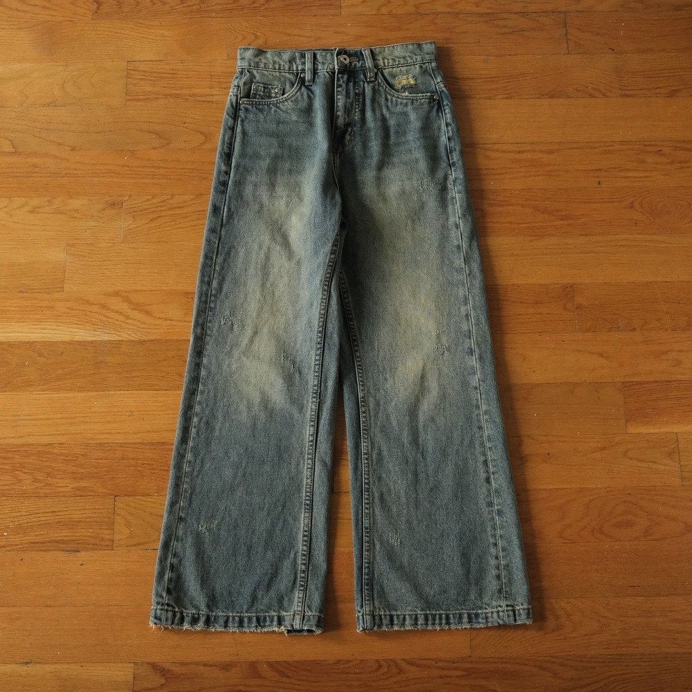 Simple‎ Project Wide Leg Jeans Women Blue Distressed Skater XS K23100